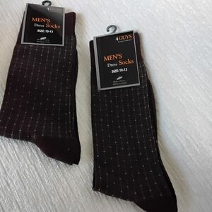 Men's Dark Brown Patterened Dress Socks 2 Pair.  Size 10-13